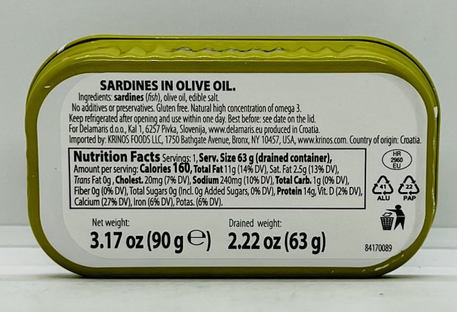 Delamaris Sardines in Olive Oil 90g.