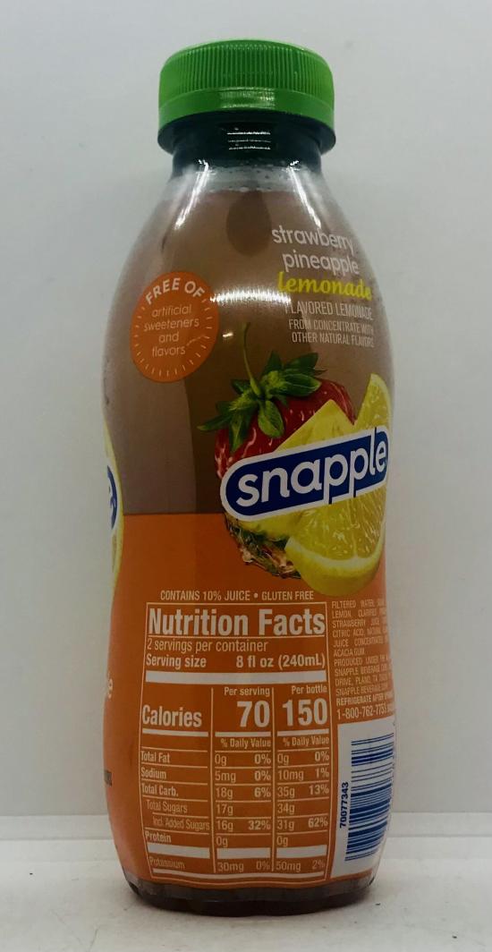 Snapple Strawberry Pineapple Lemonade 473mL.