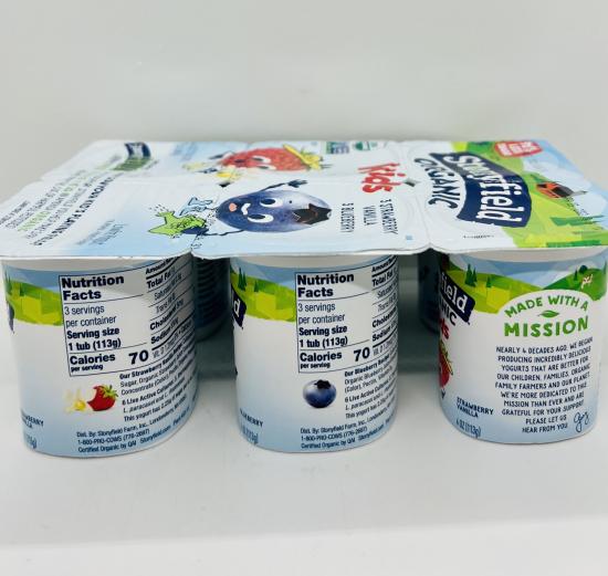 Stonyfield Organic Kids Straw/vanil/blueb/ 680g.