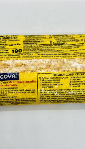 Goya Golden Hominy Corn 454g.