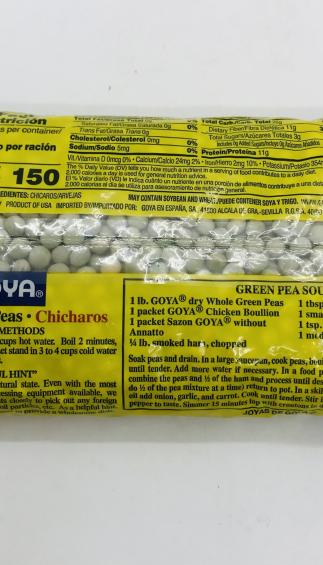 Goya Whole Green Peas 454g.