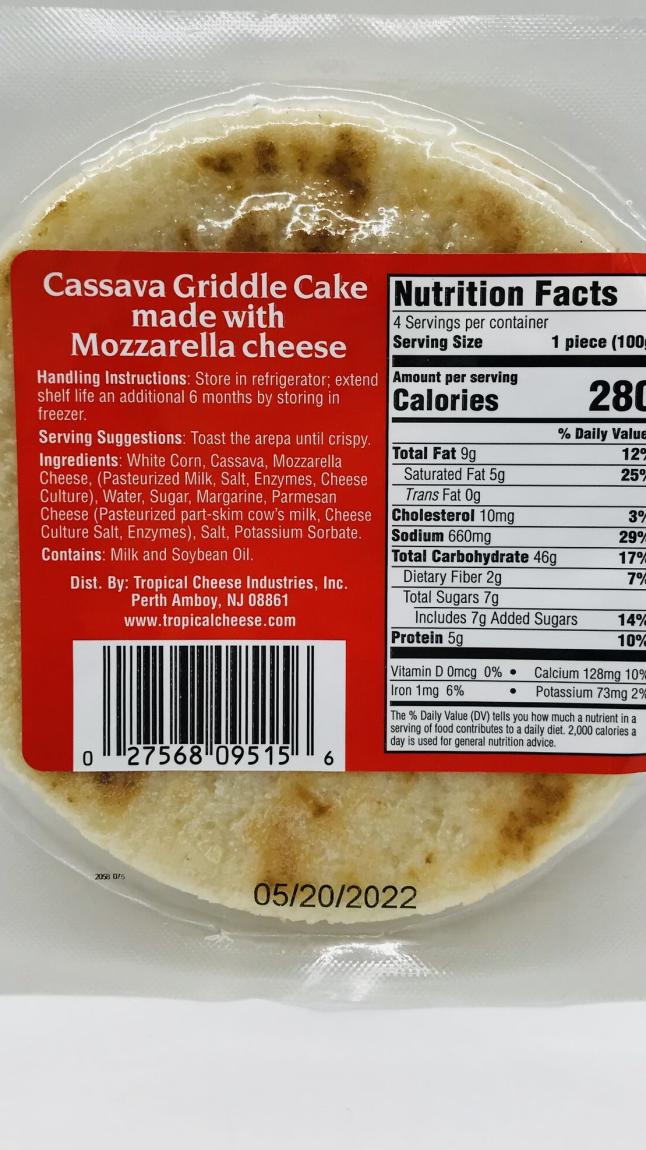 Tropical Cassava Griddle Cake with Mozzarella cheese