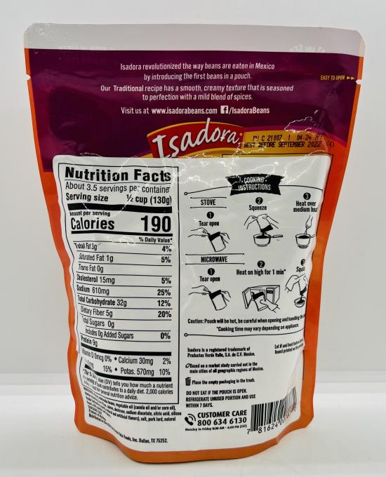 Isadora Traditional Refried Beans 430g.