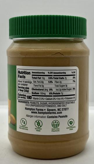 Hampton Farms Creamy Peanut Butter 454g