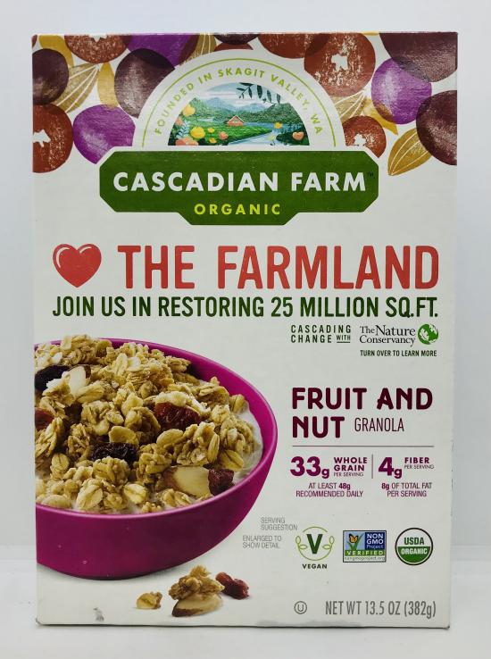 Cascadian farm fruit and nut granola 382g.