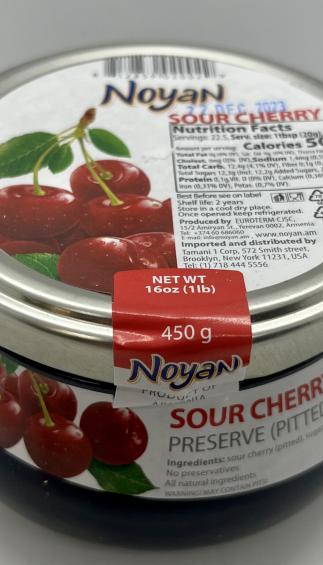 Noyan Sour Cherry Preserve Pitted 450g