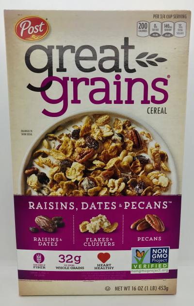 Post great grains raisins, dates & pecans (453g.)