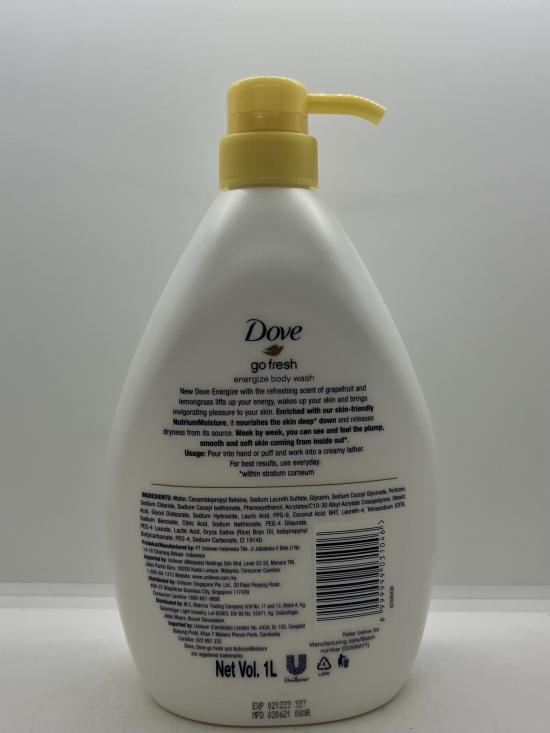 Dove Grapefruit & Lemongrass Scent Energize Body Wash 1L