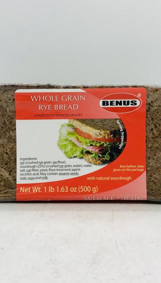 Benus Whole Grain Rye Bread 500g