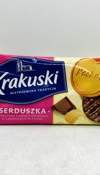 Krakuski Heart Shape Biscuits Covered by Milk Chocolate 171g