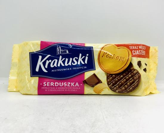 Krakuski Heart Shape Biscuits Covered by Milk Chocolate 171g