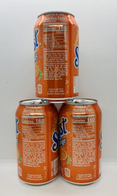 Sunkist orange 355mL. (12pack in box)