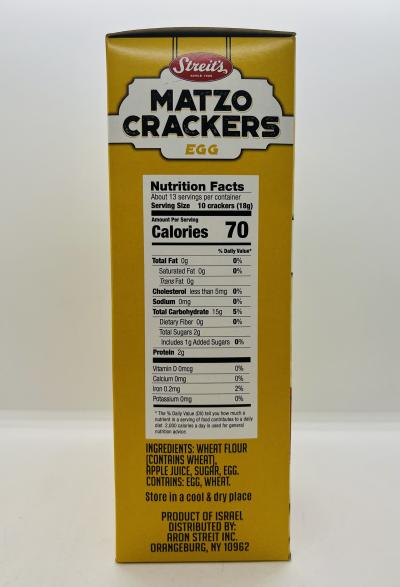 Streit"s Matzo Crackers Egg 227g.