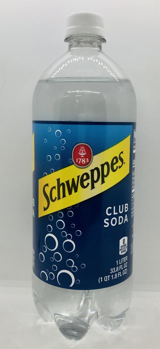 Schweppes club soda 1L.