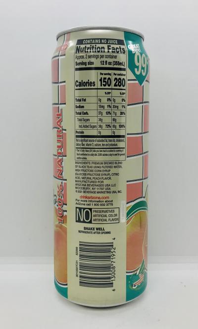 AriZona iced tea w. peach flavor 680mL.