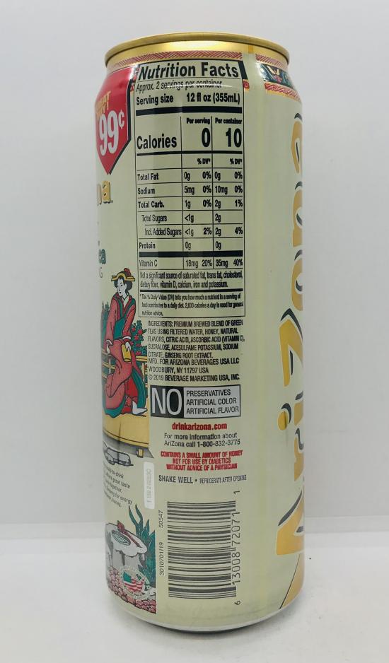 AriZona Diet green tea w. Ginseng  680mL.