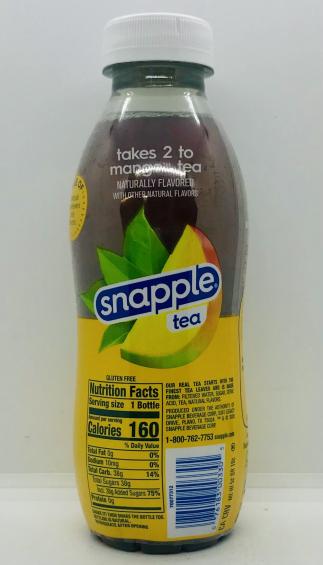 Snapple mango tea 473mL.