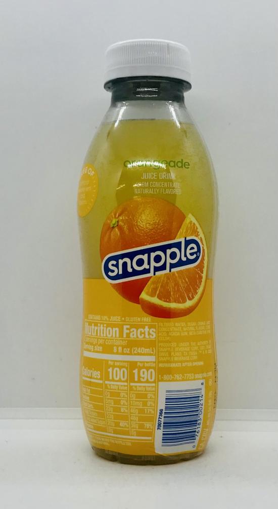 Snapple orangeade juice 473mL.