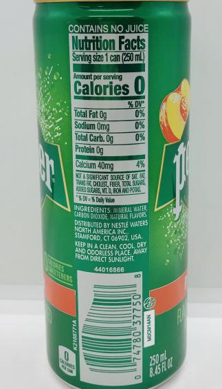 Perrier Pin Peach Mineral Water 250mL.