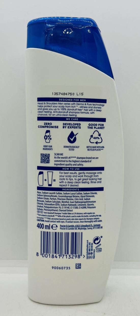 Head & Shoulders Men Deep Cleansing w. Charcoal 400mL.