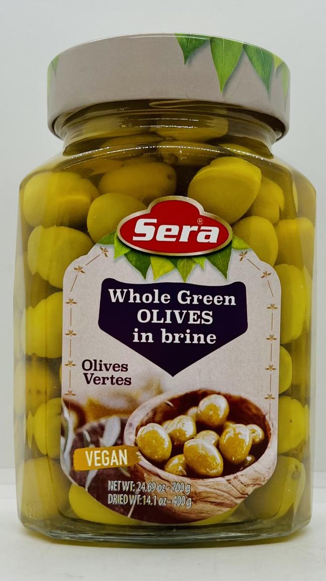 Sera Whole Green Olives in Brine 700g.