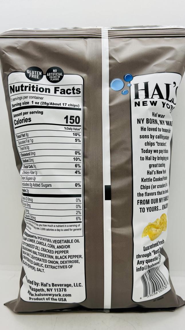 Hal's Sea Salt & Cracked Pepper Chips 141g.