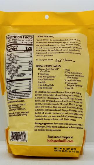 Bob's Red Mill Corn Flour 624g.