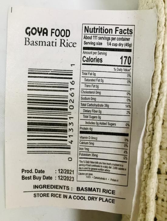 Goya  Basmati Rice 11lb.