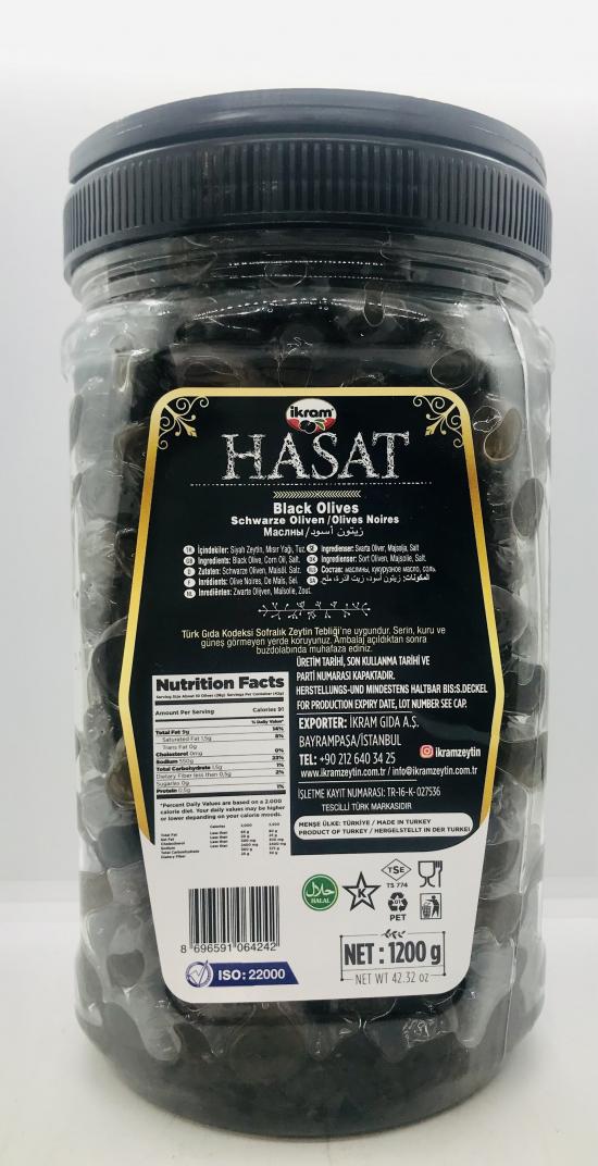 Hasat Black Olives 1200g.