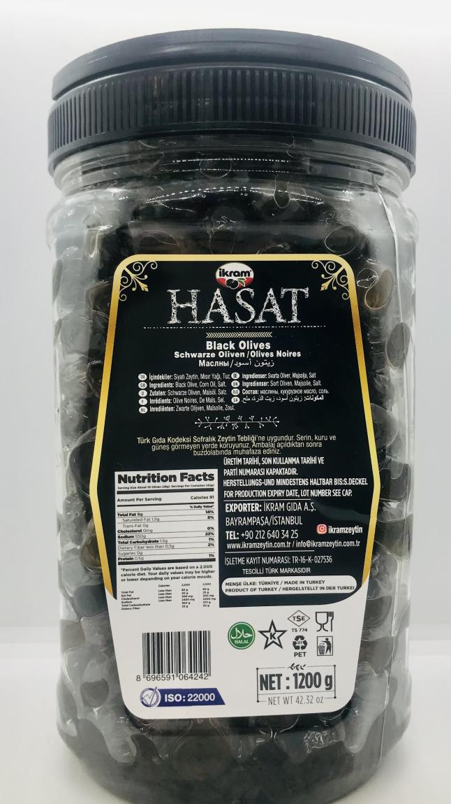 Hasat Black Olives 1200g.