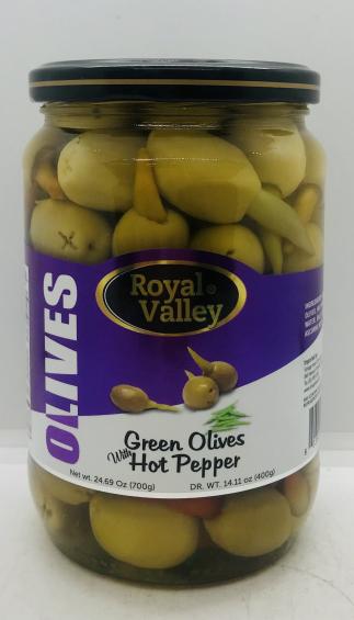 Royal Valley Green Olives Hot 700g.