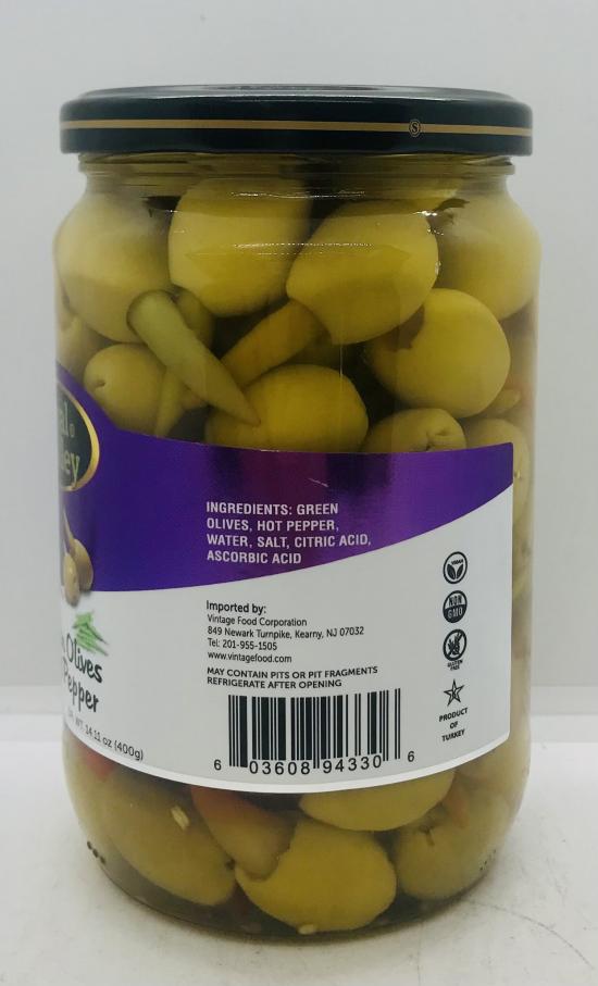 Royal Valley Green Olives Hot 700g.