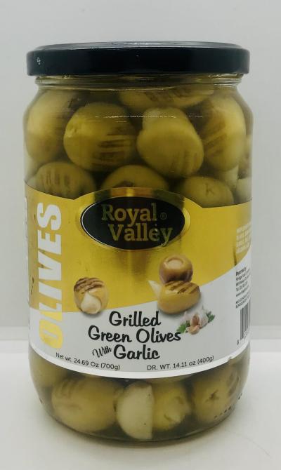 Royal Valley Grilled Green Olives Garlic 700g.