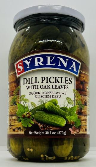 Syrena Dill Pickles w. Oak Leaves 870g.