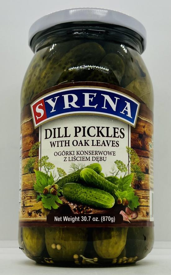 Syrena Dill Pickles w. Oak Leaves 870g.