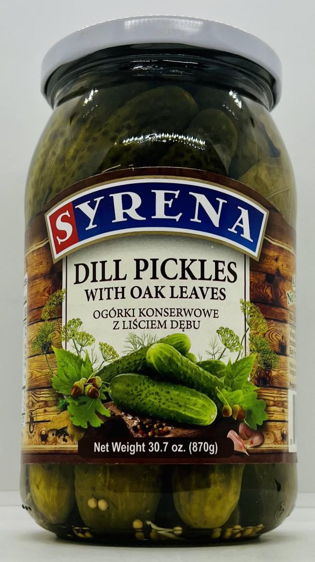 Syrena Dill Pickles w. Oak Leaves 870g.