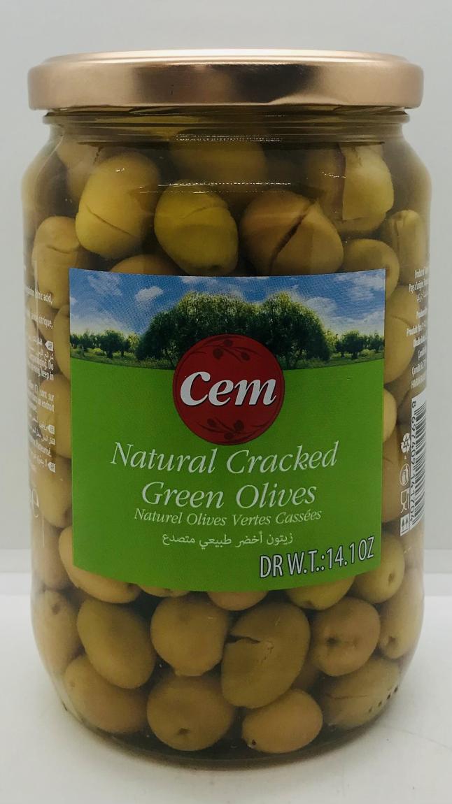 Cem Natural Cracked Green Olives 720g.