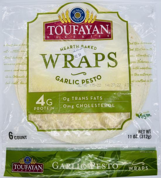 Toufayan Bakeries Garlic Wraps 312g.