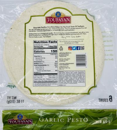 Toufayan Bakeries Garlic Wraps 312g.