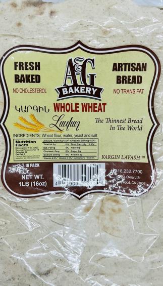 A & G Bakery Whole Wheat 1LB.