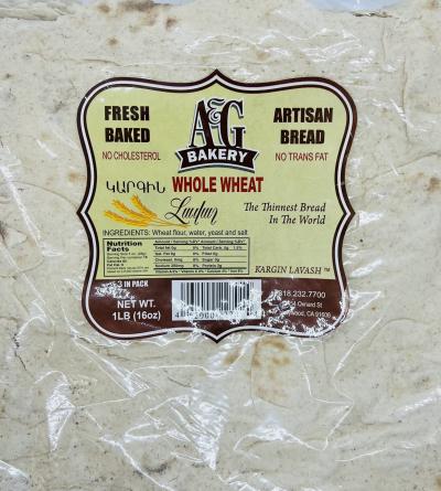 A & G Bakery Whole Wheat 1LB.