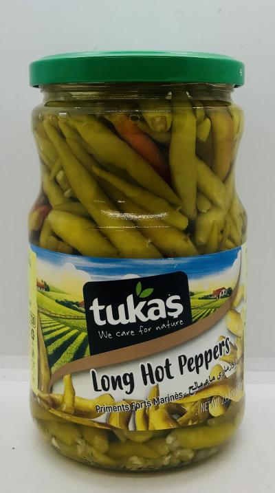 Tukas Long Hot Peppers 680g.