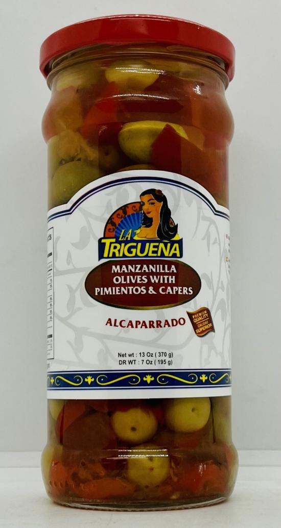 Triguena Manzanilla Olives w. Pimientos & Capers 370g.