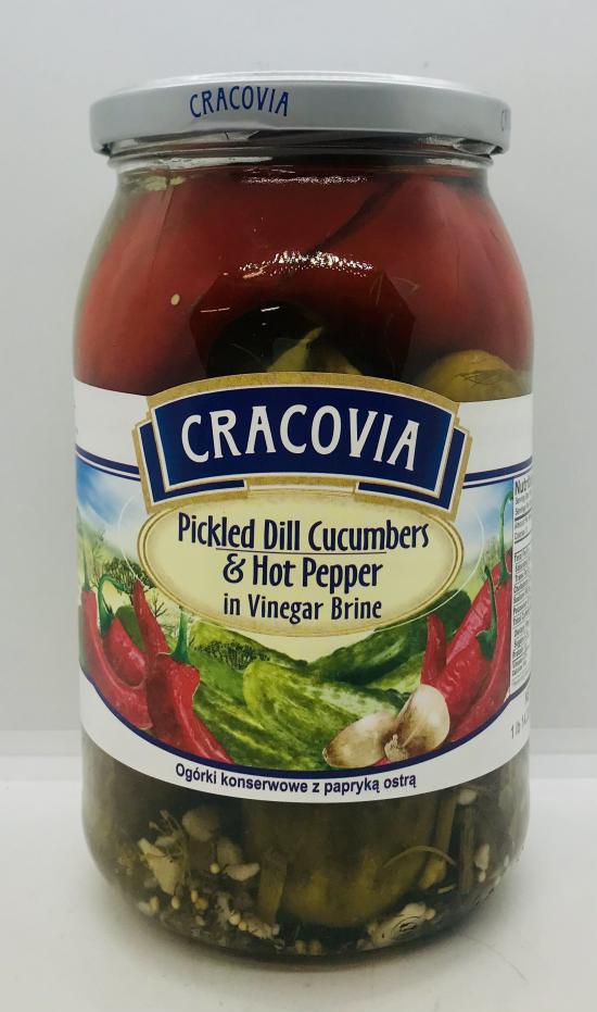 Cracovia Dill Cucumbers & Hot Pepper 860g.