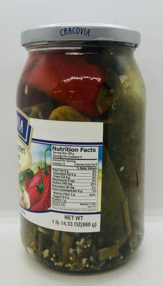 Cracovia Dill Cucumbers & Hot Pepper 860g.