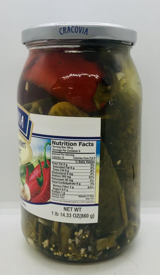 Cracovia Dill Cucumbers & Hot Pepper 860g.