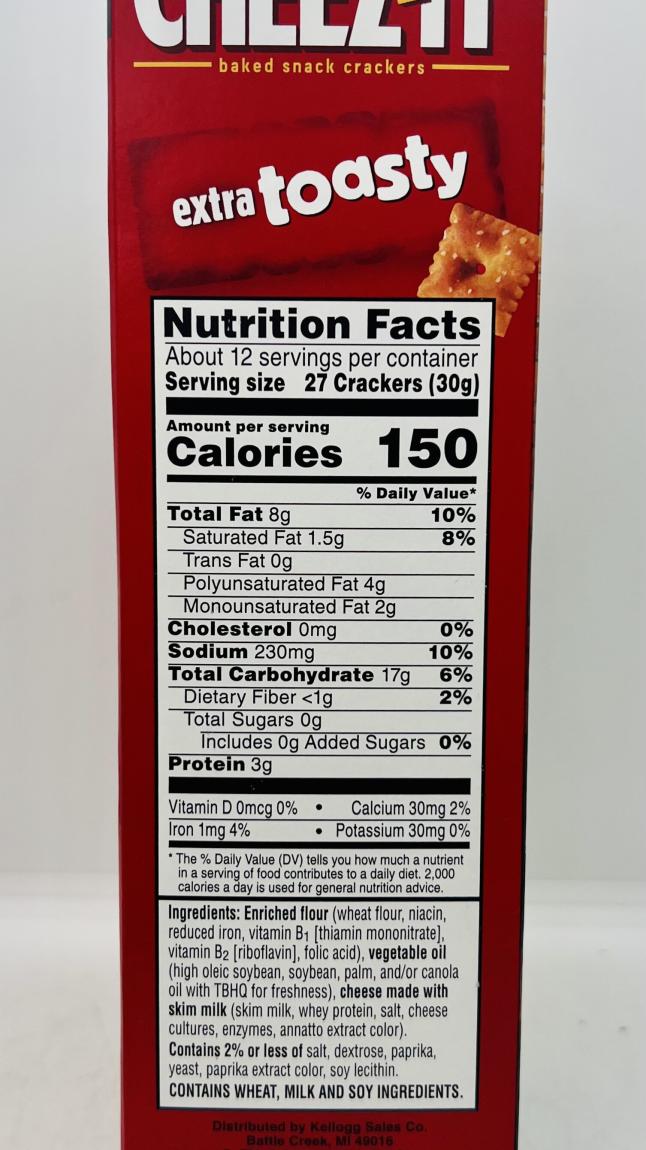 Cheez-It Baked Snack Crackers Extra Toasty 351g.