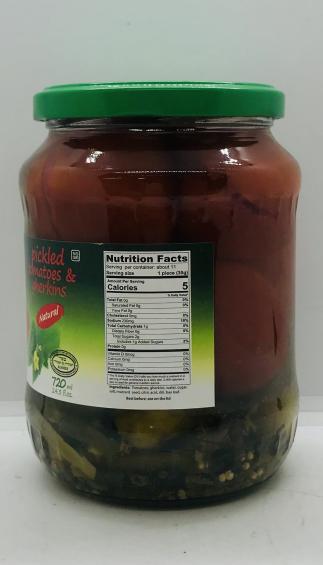 Vive la Vida Pickled Tomatoes & Gherkins 720mL.