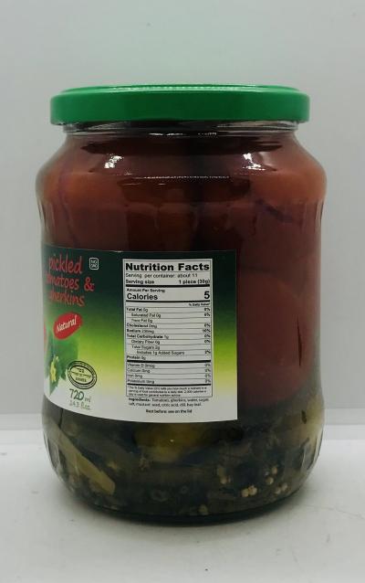 Vive la Vida Pickled Tomatoes & Gherkins 720mL.