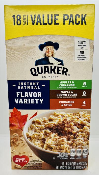 Quaker Instant Oatmeal Flavor Variety 774g.